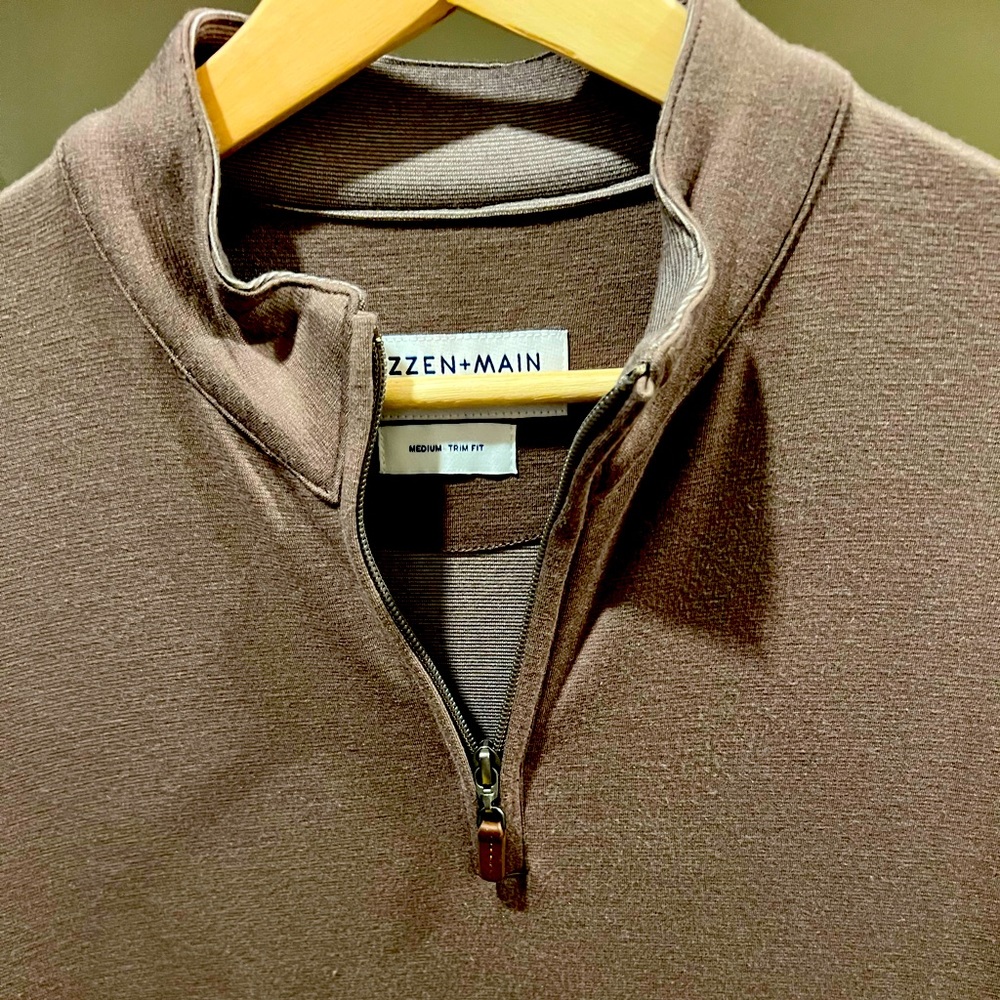 Mizzen + Main Fairway Quarter Zip Brown